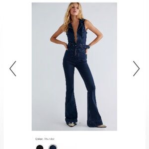 Stunning show me your mumu black denim jumpsuit size small